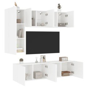 Muebles de TV de pared 5 piezas madera de ingeniería blanco en Muebles TV | Comprar online en Foru.es