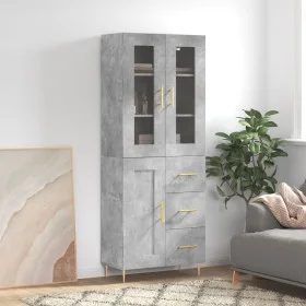 Aparador alto madera contrachapada gris hormigón 69,5x34x180 cm by vidaXL, Sideboards - Ref: Foro24-3198653, Price: 170,31 €,...