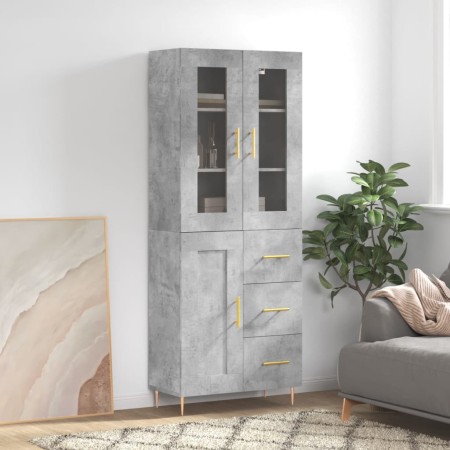 Aparador alto madera contrachapada gris hormigón 69,5x34x180 cm de vidaXL, Aparadores - Ref: Foro24-3198653, Precio: 172,18 €...