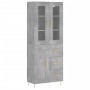 Aparador alto madera contrachapada gris hormigón 69,5x34x180 cm de vidaXL, Aparadores - Ref: Foro24-3198653, Precio: 172,18 €...