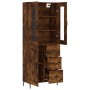 Aparador alto madera contrachapada roble ahumado 69,5x34x180 cm de vidaXL, Aparadores - Ref: Foro24-3198662, Precio: 182,59 €...