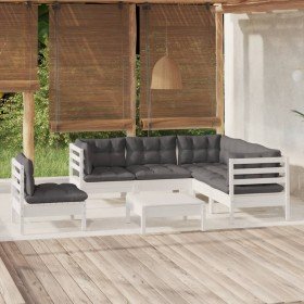 Muebles de jardín 6 pzas con cojines blanco madera de pino en Conjuntos de jardín | Comprar online en Foru.es