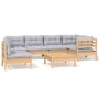 Juego de muebles de jardín 7 pzas y cojines madera pino gris en Conjuntos de jardín | Comprar online en Foru.es