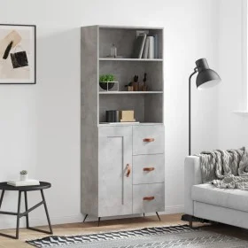 Aparador alto madera contrachapada gris hormigón 69,5x34x180 cm de vidaXL, Aparadores - Ref: Foro24-3189993, Precio: 141,26 €...