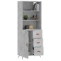 Aparador alto madera contrachapada gris hormigón 69,5x34x180 cm de vidaXL, Aparadores - Ref: Foro24-3189993, Precio: 142,72 €...