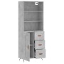 Aparador alto madera contrachapada gris hormigón 69,5x34x180 cm de vidaXL, Aparadores - Ref: Foro24-3189993, Precio: 142,72 €...