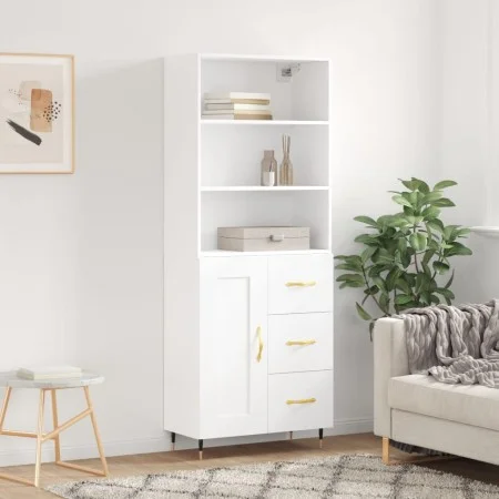Hohes weißes Sperrholz-Sideboard 69,5 x 34 x 180 cm von vidaXL, Sideboards - Ref: Foro24-3189997, Preis: 169,19 €, Rabatt: %
