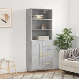 Hohes Sideboard aus betongrauem Sperrholz, 69,5 x 34 x 180 cm von vidaXL, Sideboards - Ref: Foro24-3190009, Preis: 140,60 €, ...