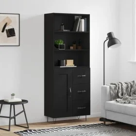 Aparador alto madera contrachapada negro 69,5x34x180 cm de vidaXL, Aparadores - Ref: Foro24-3190014, Precio: 155,67 €, Descue...