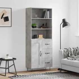 Aparador alto madera contrachapada gris hormigón 69,5x34x180 cm de vidaXL, Aparadores - Ref: Foro24-3190017, Precio: 140,59 €...