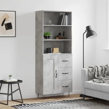 Aparador alto madera contrachapada gris hormigón 69,5x34x180 cm by vidaXL, Sideboards - Ref: Foro24-3190017, Price: 139,49 €,...