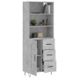 Aparador alto madera contrachapada gris hormigón 69,5x34x180 cm de vidaXL, Aparadores - Ref: Foro24-3190017, Precio: 140,59 €...