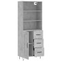 Aparador alto madera contrachapada gris hormigón 69,5x34x180 cm de vidaXL, Aparadores - Ref: Foro24-3190017, Precio: 140,59 €...