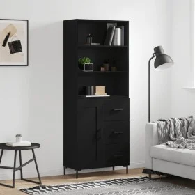 Aparador alto madera contrachapada negro 69,5x34x180 cm by vidaXL, Sideboards - Ref: Foro24-3190022, Price: 161,38 €, Discoun...