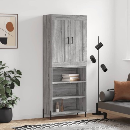 Aparador alto madera contrachapada gris sonoma 69,5x34x180 cm de vidaXL, Aparadores - Ref: Foro24-3200079, Precio: 129,17 €, ...