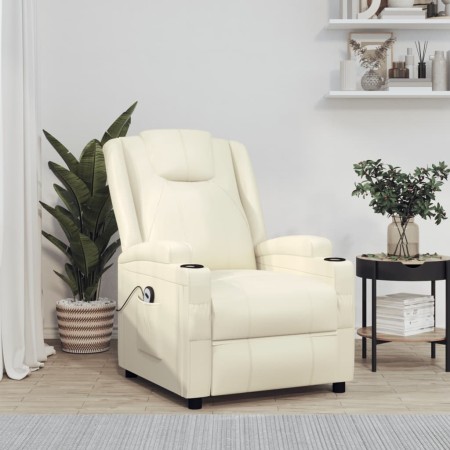 Sillón elevable de cuero sintético blanco crema en Sillones | Comprar online en Foru.es