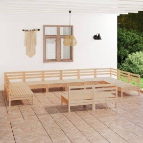 Juego de muebles de jardín 12 piezas madera maciza de pino en Conjuntos de jardín | Comprar online en Foru.es