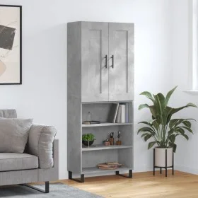 Hohes Sideboard aus betongrauem Sperrholz, 69,5 x 34 x 180 cm von vidaXL, Sideboards - Ref: Foro24-3200093, Preis: 121,88 €, ...