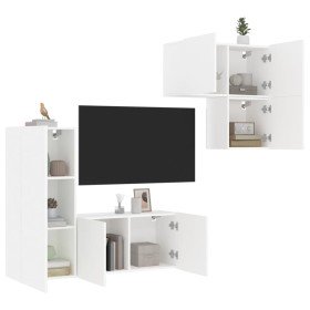 Muebles de TV de pared 4 piezas madera de ingeniería blanco en Muebles TV | Comprar online en Foru.es