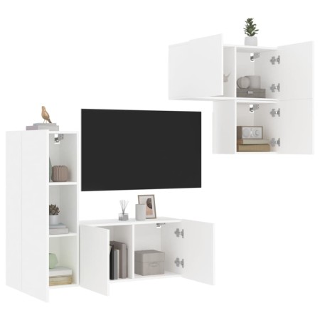 Muebles de TV de pared 4 piezas madera de ingeniería blanco en Muebles TV | Comprar online en Foru.es