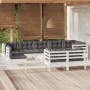 Muebles de jardín 10 pzas con cojines blanco madera maciza pino en Conjuntos de jardín | Comprar online en Foru.es