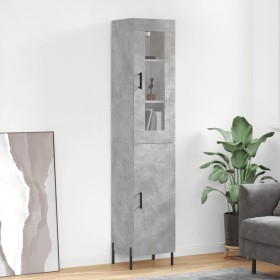 Aparador de madera contrachapada gris hormigón 34,5x34x180 cm de vidaXL, Aparadores - Ref: Foro24-3199181, Precio: 108,74 €, ...