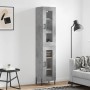 Aparador de madera contrachapada gris hormigón 34,5x34x180 cm de vidaXL, Aparadores - Ref: Foro24-3199437, Precio: 107,69 €, ...