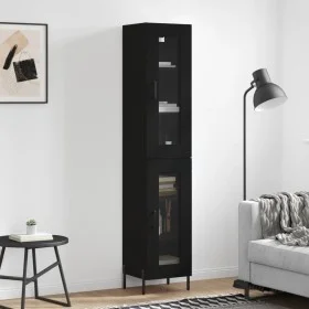 Aparador de madera contrachapada negro 34,5x34x180 cm de vidaXL, Aparadores - Ref: Foro24-3199434, Precio: 107,64 €, Descuent...