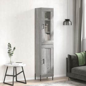 Aparador alto madera contrachapada gris Sonoma 34,5x34x180 cm de vidaXL, Aparadores - Ref: Foro24-3199503, Precio: 111,37 €, ...