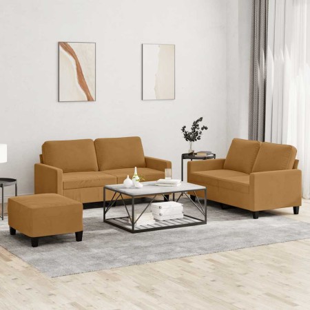 Juego de sofás con cojines 3 piezas terciopelo marrón en Sofás | Comprar online en Foru.es