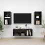 Muebles de salón 3 piezas madera de ingeniería negro con brillo de vidaXL, Muebles TV - Ref: Foro24-3079743, Precio: 125,99 €...