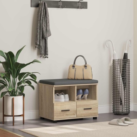 Banco de entrada con cojín Roble Sonoma 60 x 38 x 46 cm en Bancos para recibidores y almacenamiento | Comprar online en Foru.es