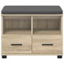 Banco de entrada con cojín Roble Sonoma 60 x 38 x 46 cm en Bancos para recibidores y almacenamiento | Comprar online en Foru.es