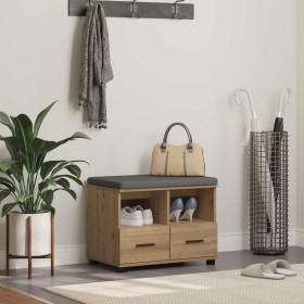 Banco de entrada con cojín Roble artesanal 60 x 38 x 46 cm en Bancos para recibidores y almacenamiento | Comprar online en Foru.