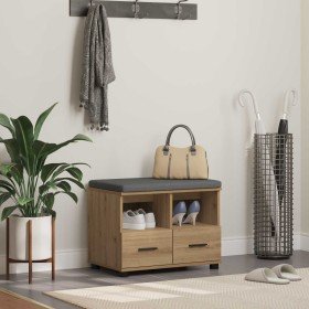 Banco de entrada con cojín Roble artesanal 60 x 38 x 46 cm en Bancos para recibidores y almacenamiento | Comprar online en Foru.