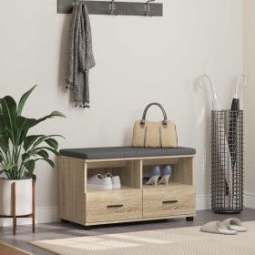 Banco de entrada con cojín Roble Sonoma 80 x 38 x 46 cm en Bancos para recibidores y almacenamiento | Comprar online en Foru.es