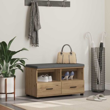 Banco de entrada con cojín Roble artesanal 80 x 38 x 46 cm en Bancos para recibidores y almacenamiento | Comprar online en Foru.