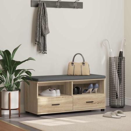 Banco de entrada con cojín Roble Sonoma 100 x 38 x 46 cm en Bancos para recibidores y almacenamiento | Comprar online en Foru.es
