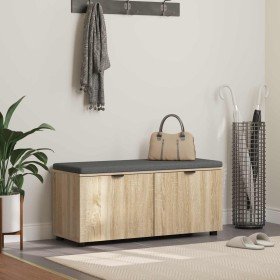 Banco de entrada con cojín Roble Sonoma 100 x 38 x 46 cm en Bancos para recibidores y almacenamiento | Comprar online en Foru.es