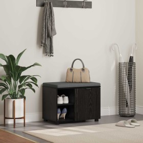 Banco de entrada con cojín Liso Roble Negro 60 x 38 x 46 cm en Bancos para recibidores y almacenamiento | Comprar online en Foru