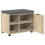 Banco de entrada con cojín Liso Roble Sonoma 60 x 38 x 46 cm en Bancos para recibidores y almacenamiento | Comprar online en For