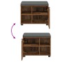 Banco de entrada con cojín Liso Madera vieja 60 x 38 x 46 cm en Bancos para recibidores y almacenamiento | Comprar online en For