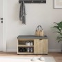 Banco de entrada con cojín Liso Roble Sonoma 80 x 38 x 46 cm en Bancos para recibidores y almacenamiento | Comprar online en For