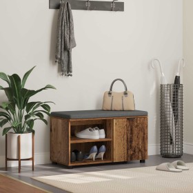 Banco de entrada con cojín Liso Madera vieja 80 x 38 x 46 cm en Bancos para recibidores y almacenamiento | Comprar online en For