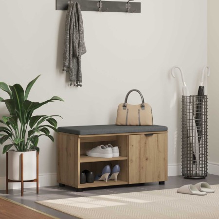 Banco de entrada con cojín Liso Roble artesanal 80 x 38 x 46 cm en Bancos para recibidores y almacenamiento | Comprar online en 