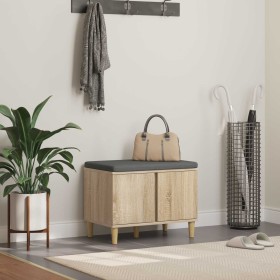 Banco de entrada con cojín Roble Sonoma 60 x 38 x 46 cm en Bancos para recibidores y almacenamiento | Comprar online en Foru.es