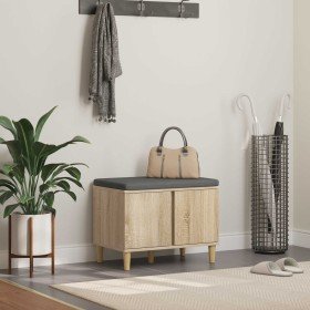 Banco de entrada con cojín Roble Sonoma 60 x 38 x 46 cm en Bancos para recibidores y almacenamiento | Comprar online en Foru.es