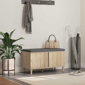 Banco de entrada con cojín Roble Sonoma 60 x 38 x 46 cm en Bancos para recibidores y almacenamiento | Comprar online en Foru.es