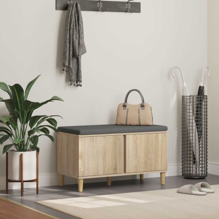 Banco de entrada con cojín Roble Sonoma 60 x 38 x 46 cm en Bancos para recibidores y almacenamiento | Comprar online en Foru.es