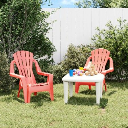 Sillas de jardín niños 2 uds aspecto madera PP rojo 37x34x44 cm de vidaXL, Sillas de jardín - Ref: Foro24-364738, Precio: 57,...